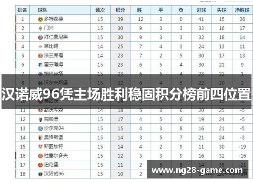 汉诺威96凭主场胜利稳固积分榜前四位置